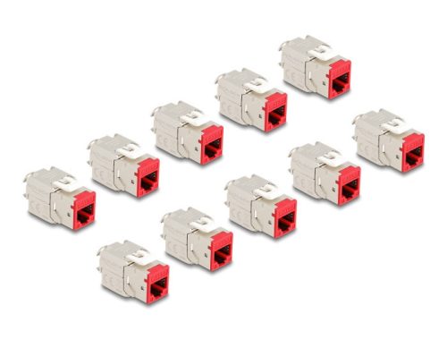 Delock Keystone Modul RJ45 anya - LSA Cat.6A eszközmentes piros 10 db-os szett