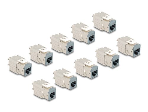 Delock Keystone Modul RJ45 anya - LSA Cat.6A eszközmentes szürke 10 db-os szett