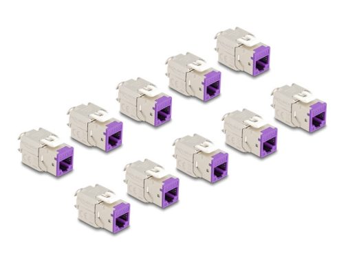Delock Keystone Modul RJ45 anya - LSA Cat.6A eszközmentes ibolya 10 db-os szett