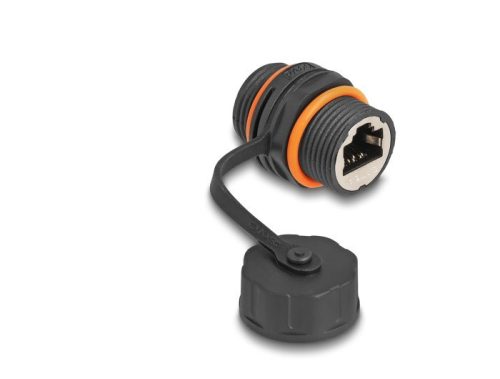 Delock Kábel csatlakoztató RJ45 anya - RJ45 anya Cat.6A M20 cérnával és védő kupakkal IP68 por és vízhatlan
