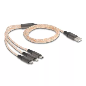   Delock USB RGB töltő kábel 3 az 1-ben A-típus - Lightning  / Micro USB / USB Type-C  1,20 m (DL-88158)