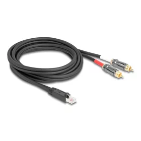   Delock RJ45 adapter kábel apa - 2 x RCA apa fekete, 2 m (DL-88171)