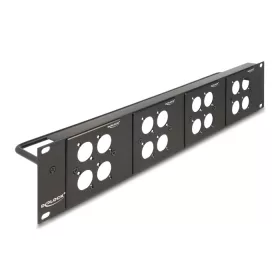   Delock D-típusú 19  Patch Panel 4 D-típusú lemezzel 86 x 86 mm méretű és 4 port 2U fekete (DL-88195)