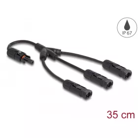   Delock DL4 napelem elosztó kábel 1 x anya és 3 x duga 35 cm fekete (DL-88225)