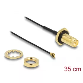   Delock Antenna kábel RP-SMA anya válaszfali csatlakozóval apa MHF I-dugó 1.13 35 cm menethossz 10 mm fröccsenésálló (DL-88383)