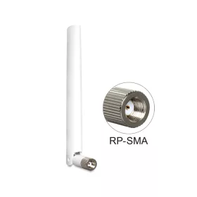   Delock WLAN antenna RP-SMA 802.11 a/b/g/n 2 ~ 4 dBi, mindenirányú, csuklós, fehér (DL-88460)