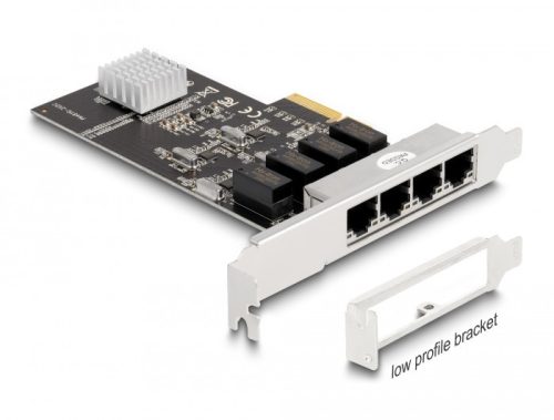 Delock PCI Express x4 kártya 4 x RJ45 Gigabit LAN RTL8111
