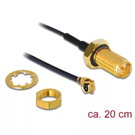   Delock antenna kábel RP-SMA csatlakozóelem> MHF /U.FL-LP-068 Kompatibilis dugó 200 mm 1.13 Menet hos (DL-88746)