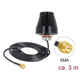   Delock LTE Antenna SMA 2 dBi 3 m RG-174 kör mindenirányú fekete kültéri (DL-88749)