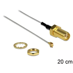   Delock antenna kábel SMA jack bulkhead > MHF II/U.FL-LP(V)-040 kompatibilis csatlakozó, 200 mm 0.81 (DL-88811)