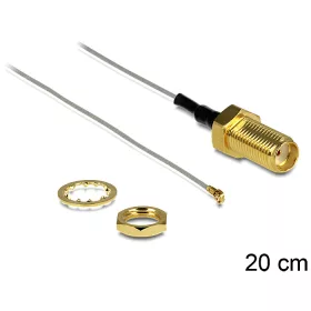   Delock antenna kábel SMA jack bulkhead > MHF III/U.FL-LP-040 kompatibilis csatlakozó, 200 mm 0.81 (DL-88812)
