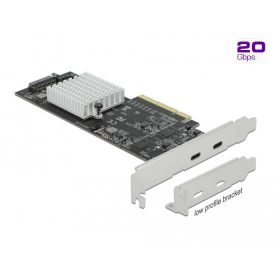   Delock PCI Express x8 Kártya - 2 x külső SuperSpeed USB 20 Gbps (USB 3.2 Gen 2x2) USB Type-C  hüvely (DL-89009)