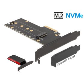   Delock PCI Express x4-kártya - 1 x belső NVMe M.2 Key M hűtőbordával és RGB LED megvilágítással - al (DL-89013)