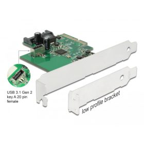   Delock PCI Express Kártya 1 x belső USB 3.2 Gen 2 Kulcs A, 20 tűs anya csatlakozó (DL-89029)