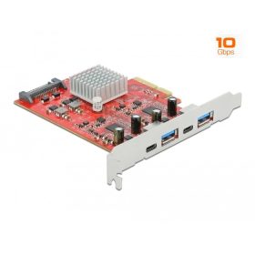   Delock PCI Express x4 kártya SuperSpeed USB 10 Gbps sebességgel, 2 x A-típusú USB-vel és 2 x USB Typ (DL-89041)