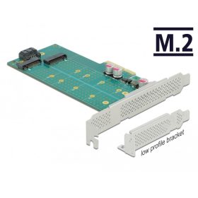   Delock PCI Express x4-kártya - 1 x M.2 aljzat B nyílással + 1 x NVMe M.2 aljzattal, M nyílással - al (DL-89047)