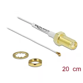   Delock Antenna kábel SMA anya válaszfali csatlakozóval apa MHF  II-dugó 0.81 20 cm menethossz 10 mm (DL-89052)