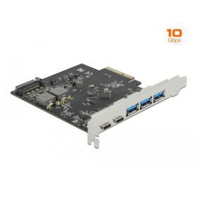   Delock PCI Express x4 Kártya - 2 x USB Type-C  + 3 x A-típusú USB - SuperSpeed USB 10 Gbps (DL-89064)