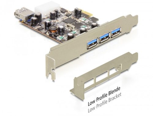 Delock PCI Expressz kártya> 3 x külső + 1 x belső USB 3.0