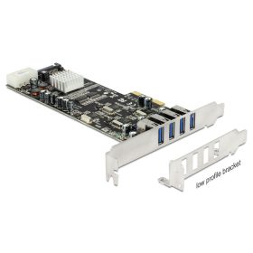   Delock PCI Express x4 Kártya > 4 x Külső USB 3.0 Quad Channel (DL-89365)