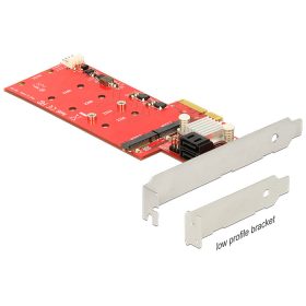   Delock PCI Express kártya > Hibrid 2 x belső M.2 NGFF + 2 x SATA 6 Gb/s RAID-del - Alacsony profilú (DL-89379)