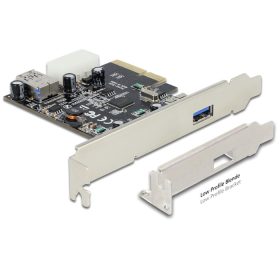   Delock PCI Express x4 kártya > 1 x külső + 1 x belső SuperSpeed USB 10 Gbps (USB 3.1, Gen 2) A típus (DL-89399)
