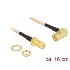   Delock Antennakábel RP-SMA dugó 90  > RP-SMA csatlakozó válaszfal RG-316 16 cm (DL-89431)