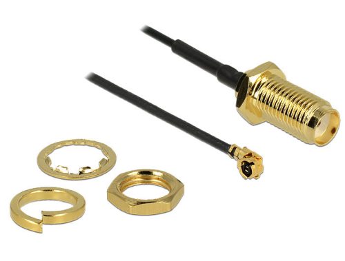 Delock Antennakábel SMA jack válaszfal > MHF/U.FL-LP-068 kompatibilis dugó 70 mm