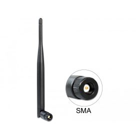   Delock WLAN antenna 802.11 ac/a/b/g/n SMA 4 - 5 dBi minden irányú csatlakozás fekete (DL-89438)