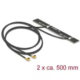   Delock WLAN 802.11 ac/a/h/b/g/n ikerantenna, 2 x MHF csatlakozódugó, 5 dBi, 500 mm-es NYÁK-lap, bels (DL-89457)