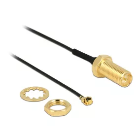   Delock Antennakábel RP-SMA csatlakozó válaszfal > MHF / U.FL-LP-068 kompatibilis dugó 100 mm menet (DL-89471)