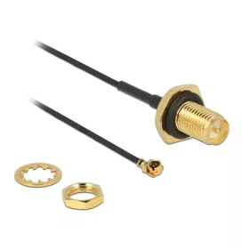   Delock Antennakábel RP-SMA csatlakozó válaszfal>MHF/U.FL-LP-068 kompatibilis dugó 100 mm 1,13 menet (DL-89584)