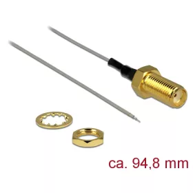   Delock Antennakábel SMA jack válaszfal > nyitott végű, ónozott 1.37 , 94.8 mm menethossz 10 mm (DL-89600)