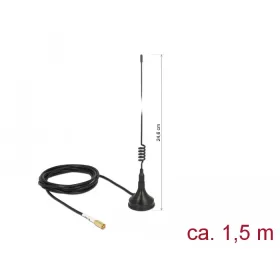   Delock WLAN 802.11 b/g/n antenna SMB-dugó 2 dBi irányítatlan, rögzített, mágneses talppal és csatlak (DL-89612)