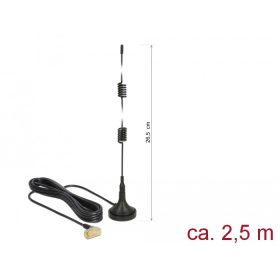   Delock LTE antenna SMA-dugó 90  2,5 dBi irányítatlan, rögzített, mágneses talppal és csatlakozókábel (DL-89614)