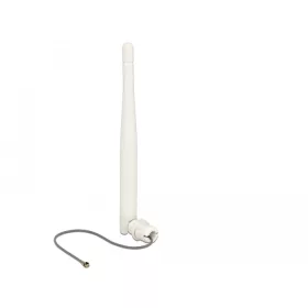   Delock WLAN 802.11 b/g/n Antenna MHF dugó 3 dBi irányított, 1.13 12 cm, flexibilis, klipsz, fehér (DL-89619)