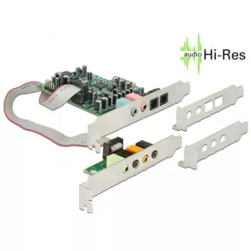   Delock PCI Express kártya 7.1 hangkártya 24 Bit / 192 kHz TOSLINK Ki / Bemenettel (DL-89640)