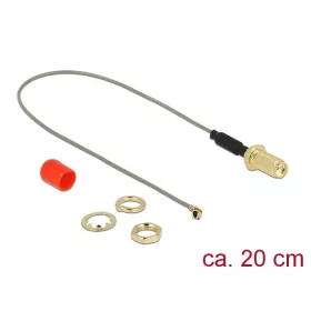   Delock Antenna kábel SMA anya válaszfali csatlakozóval ferrittekercs apa MHF  I csatlakozó 1.13 20 c (DL-89833)