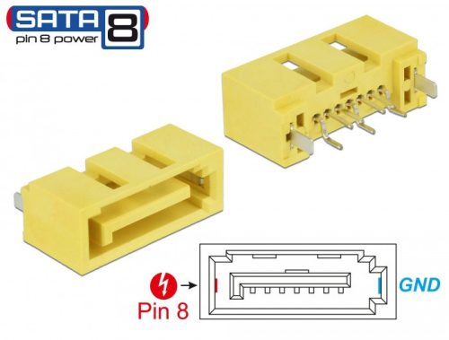 Delock Csatlakozó SATA 6 Gb/s apa 8 tus táp