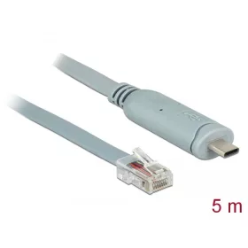   Delock Adapter USB 2.0 C-típusú apa > 1 x soros RS-232 RJ45 apa 5,0 m szürke (DL-89892)