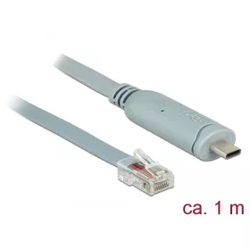   Delock Adapter USB 2.0 C-típusú apa > 1 x soros RS-232 RJ45 apa 1,0 m szürke (DL-89893)