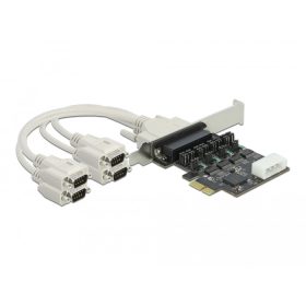   Delock PCI Express Kártya > 4 x soros RS-232 tápfeszültséggel 5 V / 12 V (DL-89895)