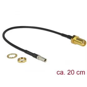   Delock Antennakábel SMA jack válaszfal > TS-9 dugó RG-174 20 cm fekete (DL-89912)