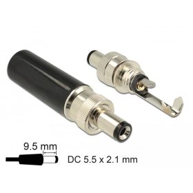   Delock DC csatlakozó apa 5,5 x 2,1 mm dugómérettel és 9,5 mm hosszal (DL-89913)
