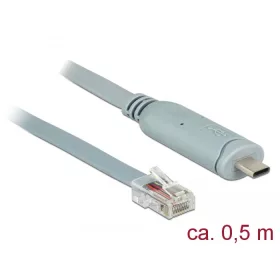  Delock Adapter USB 2.0 C-típusú apa > 1 x soros RS-232 RJ45 apa 0,5 m szürke (DL-89917)