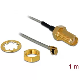   Delock Antenna kábel SMA anya válaszfali csatlakozóval apa MHF  I -dugó 1.13 1 m menethossz 10 mm (DL-89919)