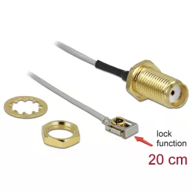   Delock Antenna kábel SMA anya válaszfali csatlakozóval apa MHF  I LK-dugó 1.13 20 cm menethossz 10 m (DL-89930)