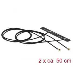   Delock WLAN 802.11 ac/a/h/b/g/n ikerantenna, 2 x MHF  4L csatlakozódugó, 3 - 5 dBi, 1.13 2 x 50 cm-e (DL-89933)