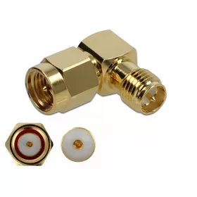   Delock Adapter SMA-dugó apa RP-SMA csatlakozóhüvely 90  10 GHz (DL-89955)