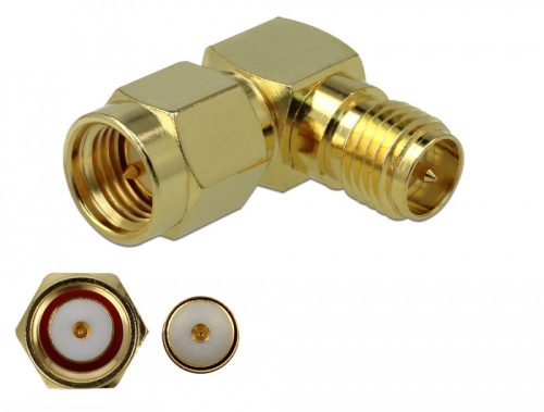 Delock Adapter SMA-dugó apa RP-SMA csatlakozóhüvely 90  3 GHz